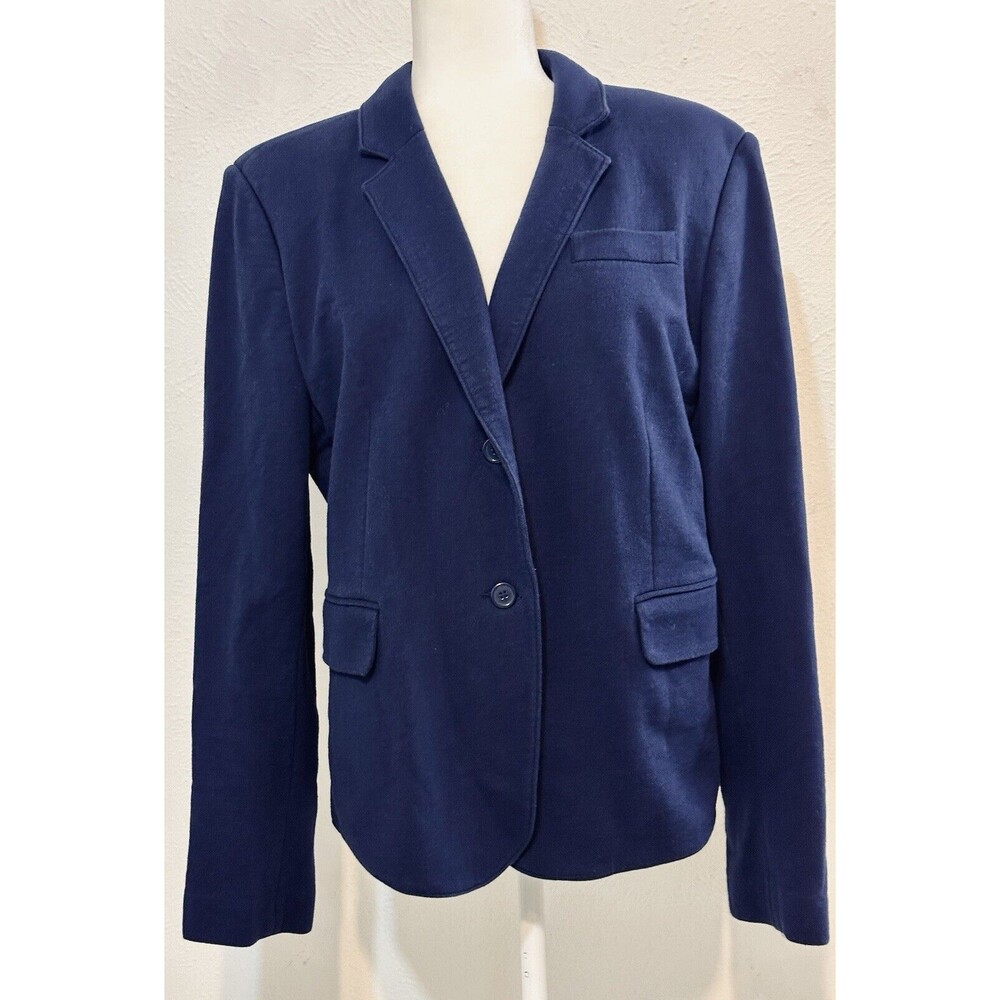 Norma Kamali Size XL Blue Blazer Two Button  Jacket Office Career Preppy Fall